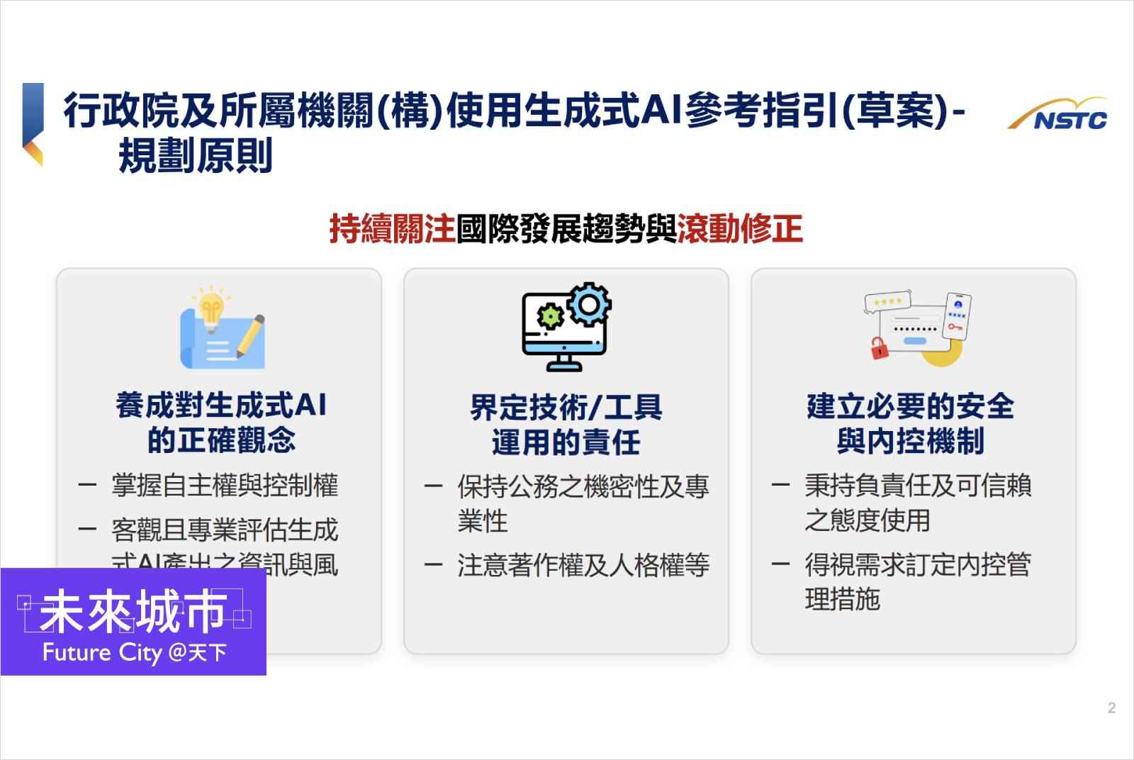 行政院通過生成式AI參考指引:強調負責任及可信賴,禁止用於機密文書 - 未來城市@天下 - 進步城市的新想像