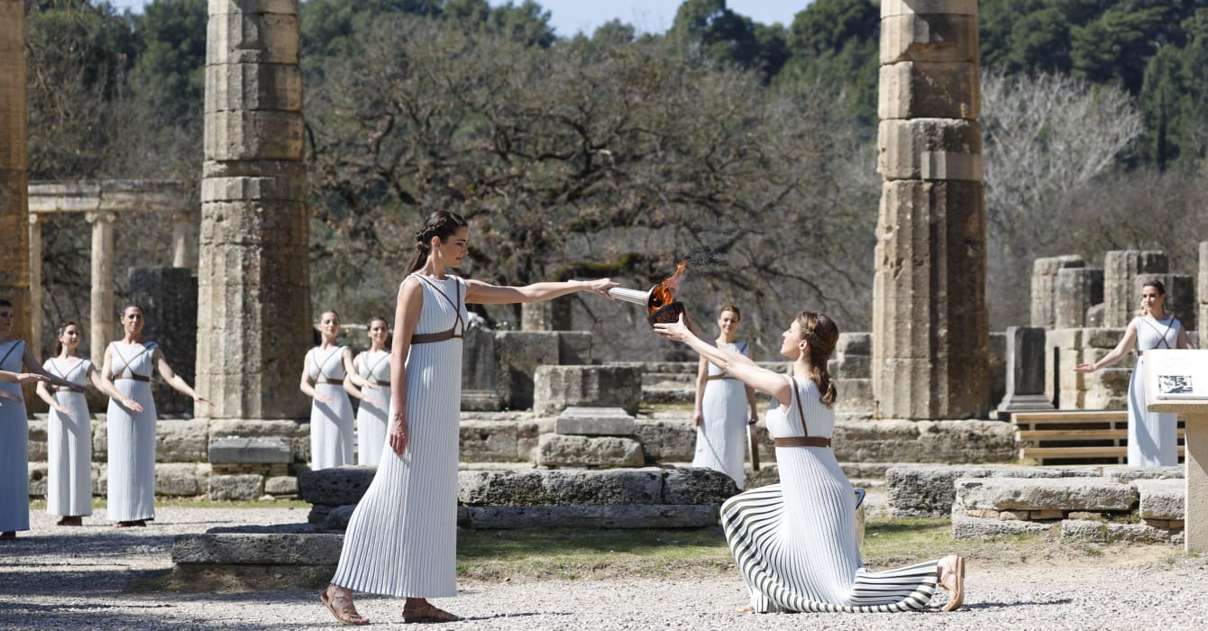 2020東京奧運在希臘雅典舉行採火儀式。圖片來源：Tokyo 2020 官方網站