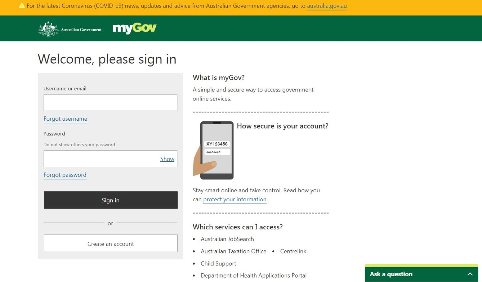 「myGov」網站是澳洲公民辦理眾多政府線上服務的入口。圖片來源：截自「myGov」網站