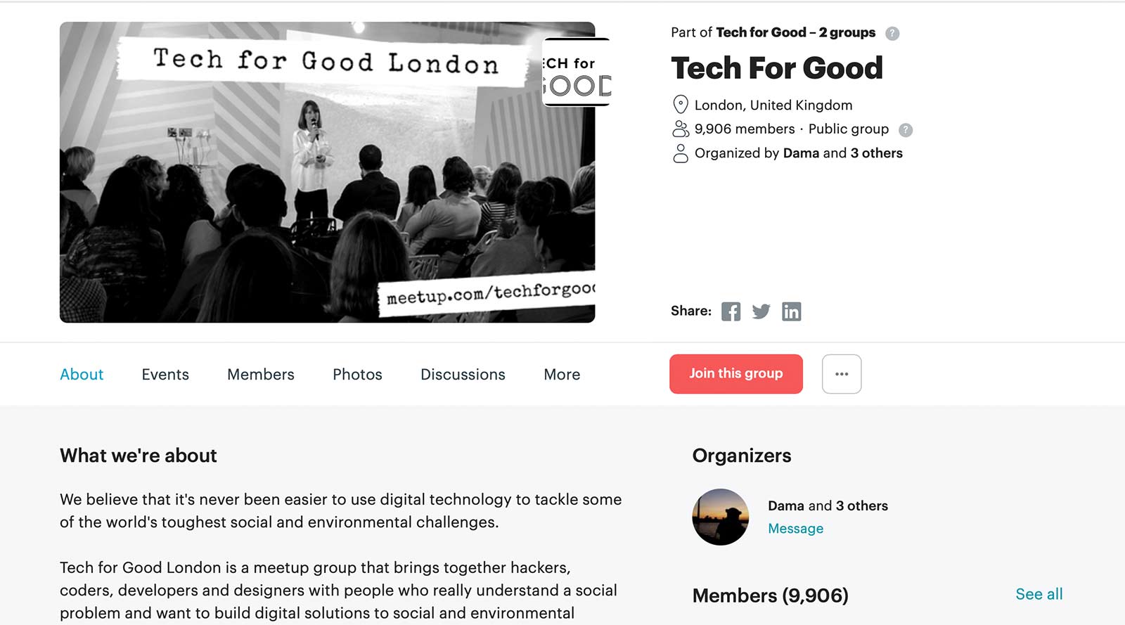 Tech for Good London社群吸引超過9,000名會員參與。