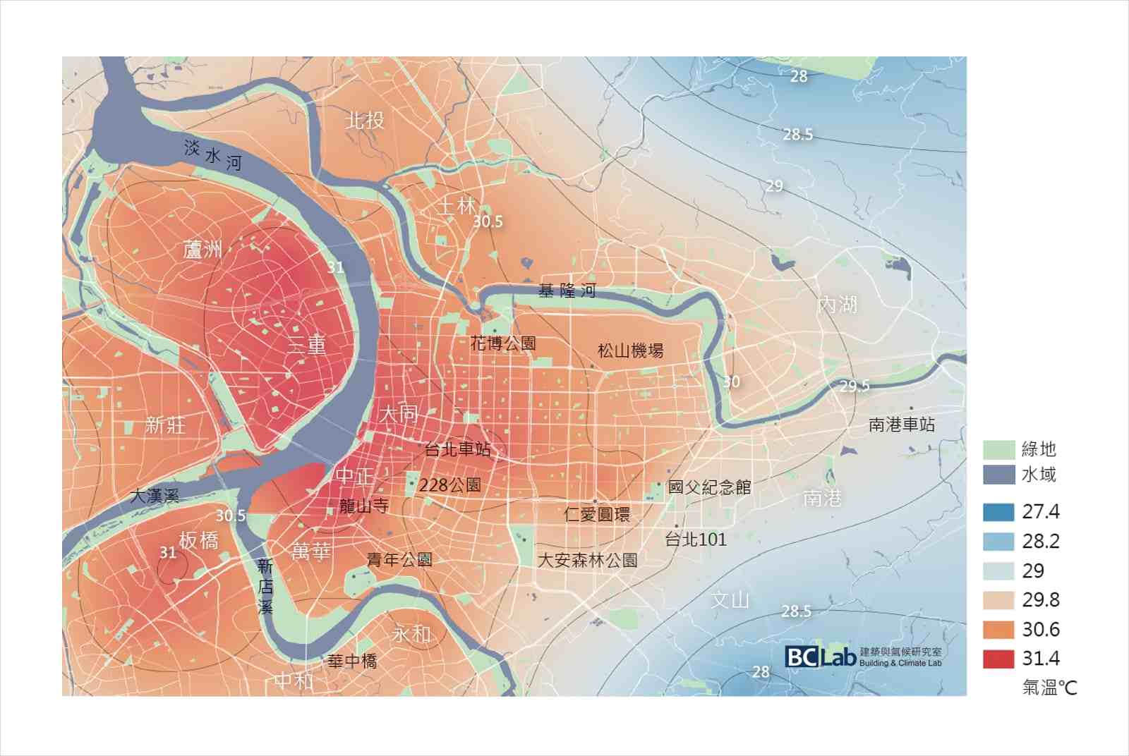 都市熱島-氣候變遷-台北市-氣溫變化-風廊-都市規劃