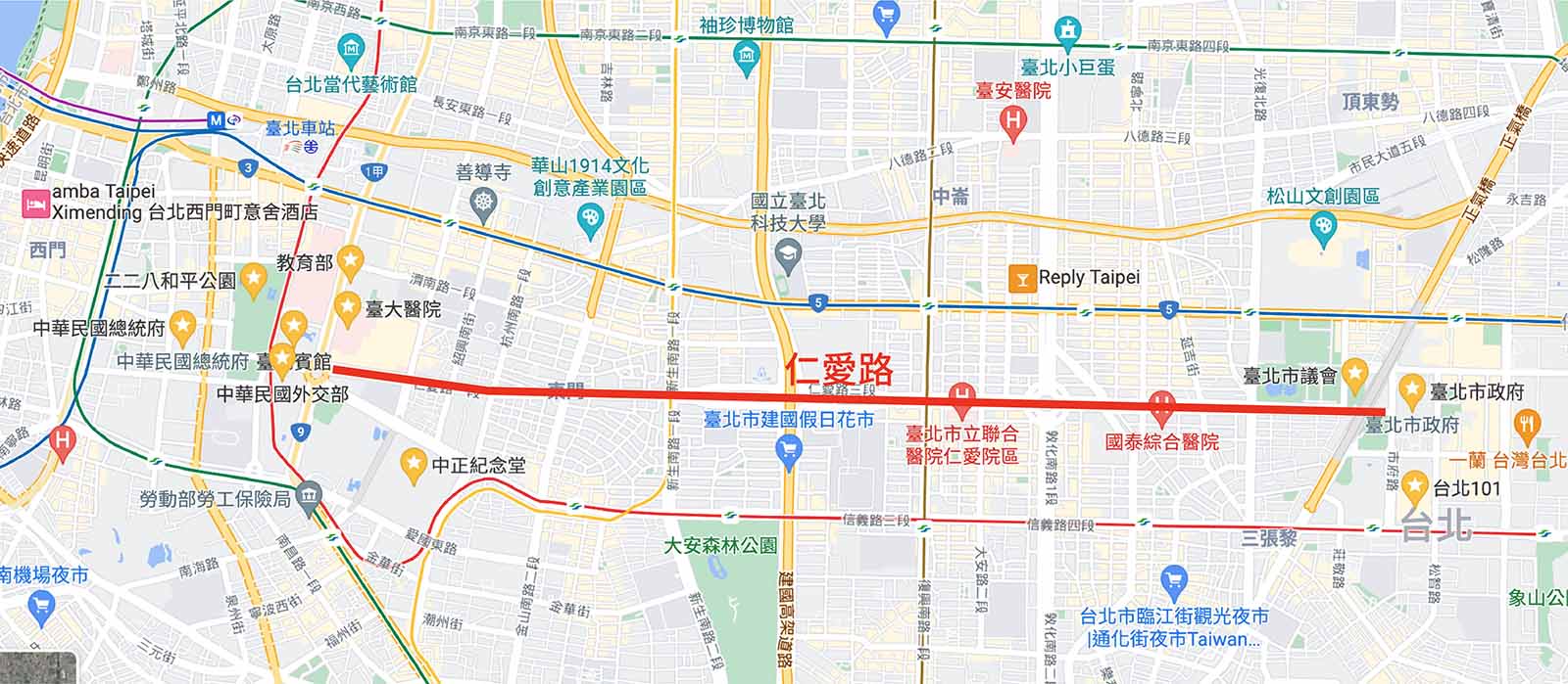 總統府-台北市政府-仁愛路-政治軸線-台北市-城市規劃