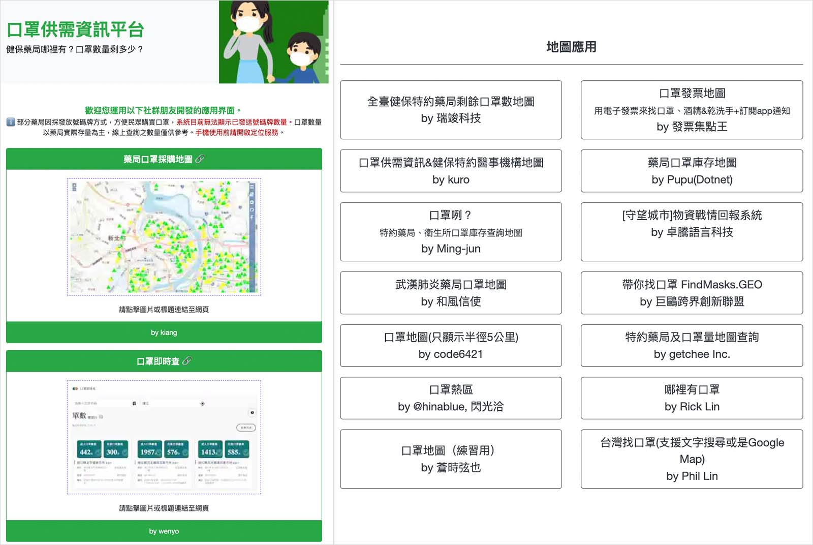 口罩地圖-口罩供需資訊平台-g0v-健保署-開放API-開放資訊-數位治理-科技社群-數位民主