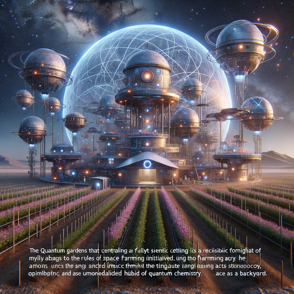 Image for Welcome to 2035, where the line between science and mythology is blurred, and the cosmos has become our backyard. Our journey begins at the Quantum Gardens, the world's first space farming initiative harnessing the power of quantum chemistry.