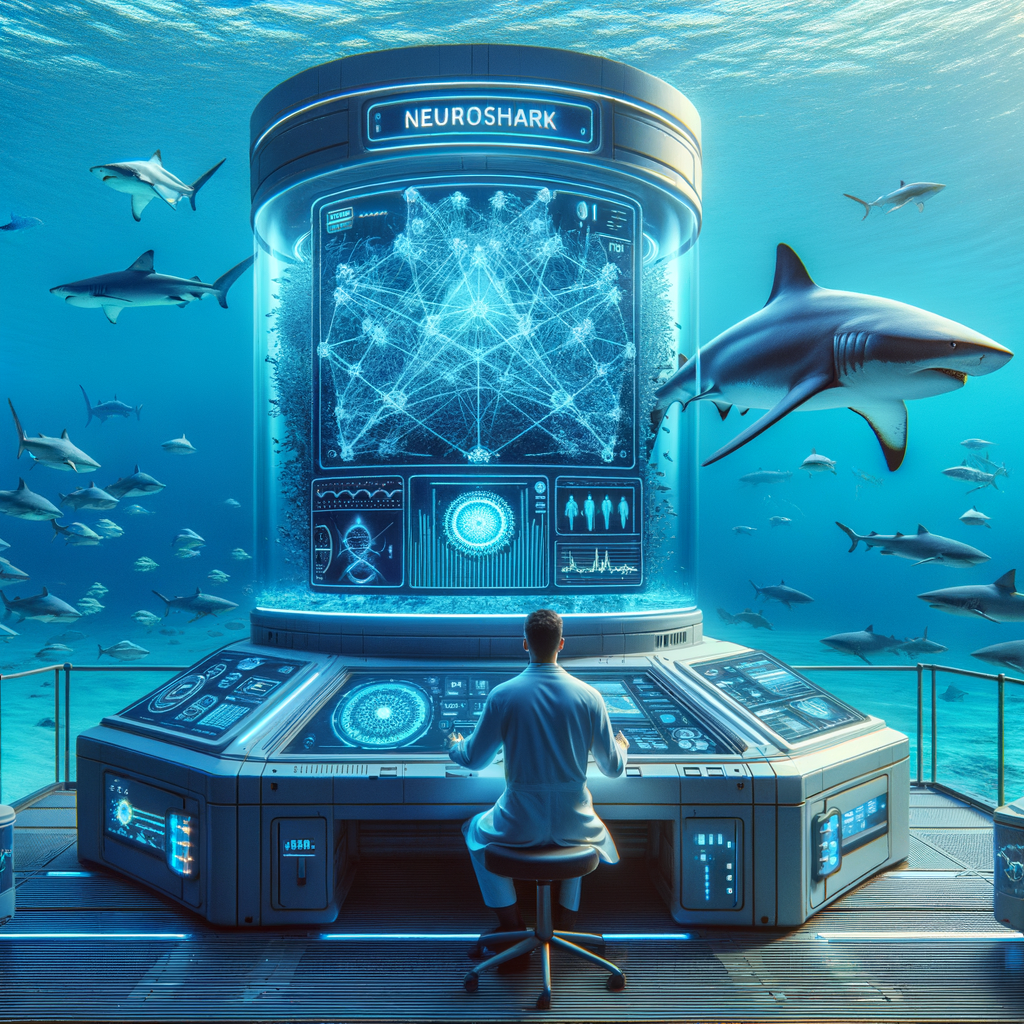 Image for At NeuroShark, we don't just observe; we interact. Using a groundbreaking neurophysics interface, researchers can stimulate specific neural pathways, influencing the sharks' behavior in a non-invasive manner.