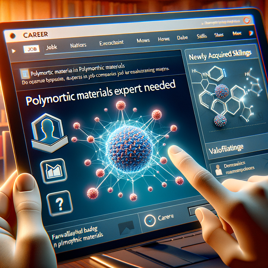 Image for In the 'Career' tab, you'll find opportunities from companies seeking experts in polymorphic materials. With your newly acquired skills, you're already a potential candidate for these positions.