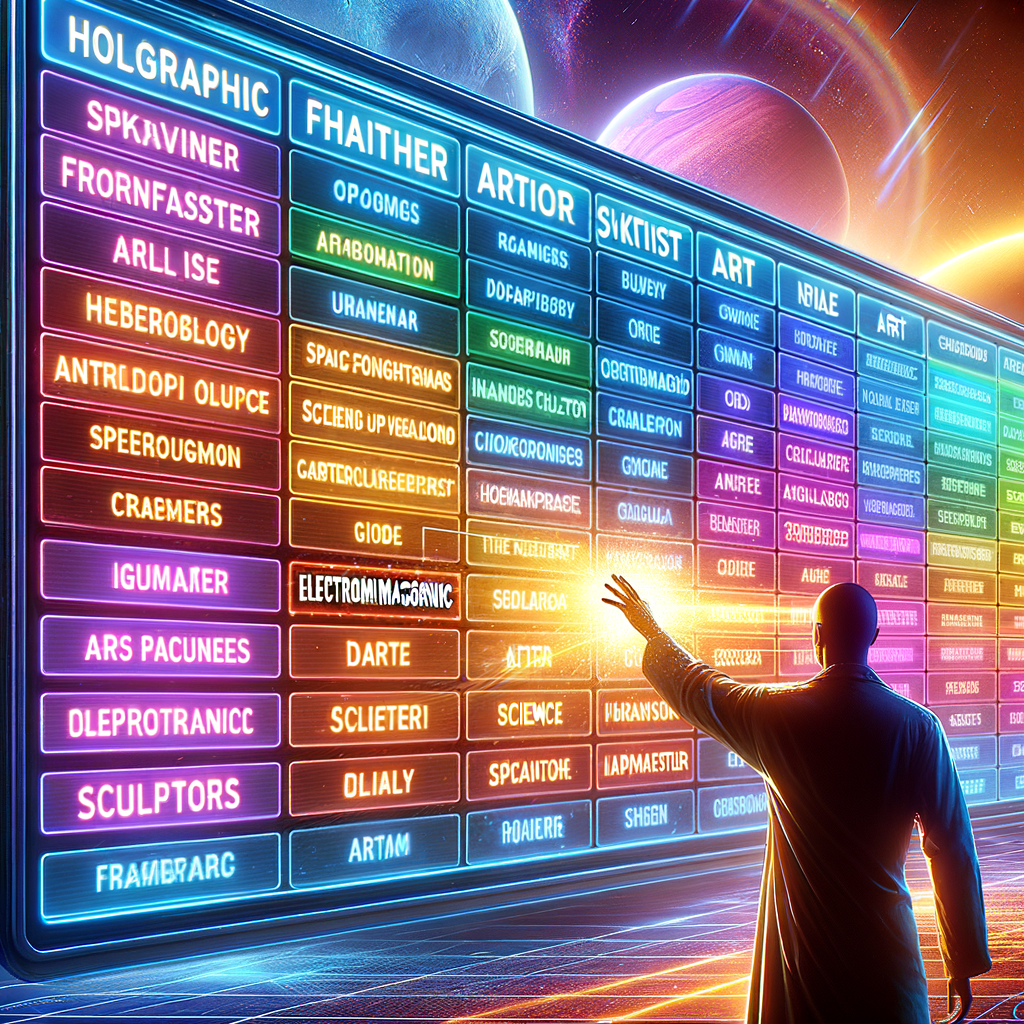Image for Our 'Opportunities' board lights up with various roles - 'Space Weather Forecaster', 'Holographic Artist', 'Electromagnetic Sculptor'. You choose 'Holographic Artist' - a blend of artistry and science, perfect for you.
