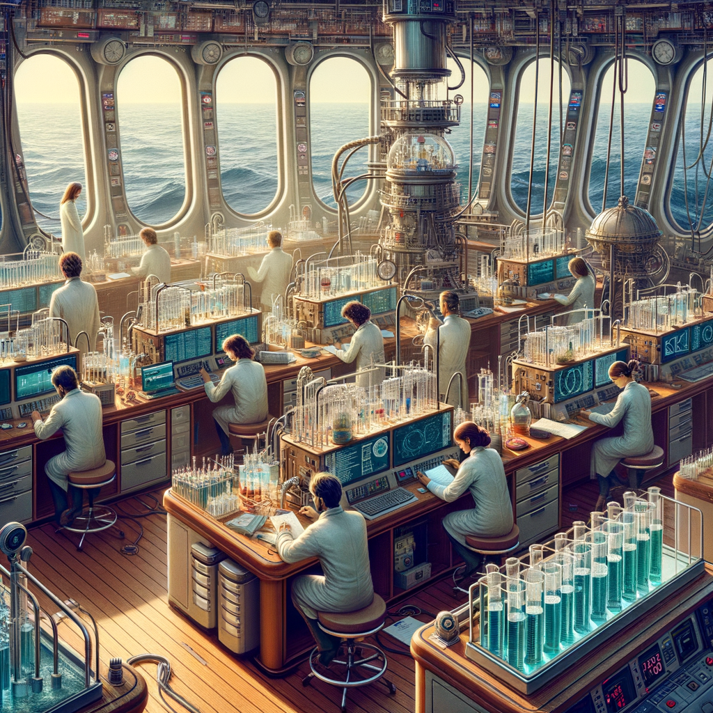 Image for Now, let's move to the heart of the ship - the Electroanalytical Lab. Here, scientists use advanced electroanalytical methods to study the chemical composition of the ocean. The lab features state-of-the-art equipment, including high-precision spectrometers and voltammetry systems.