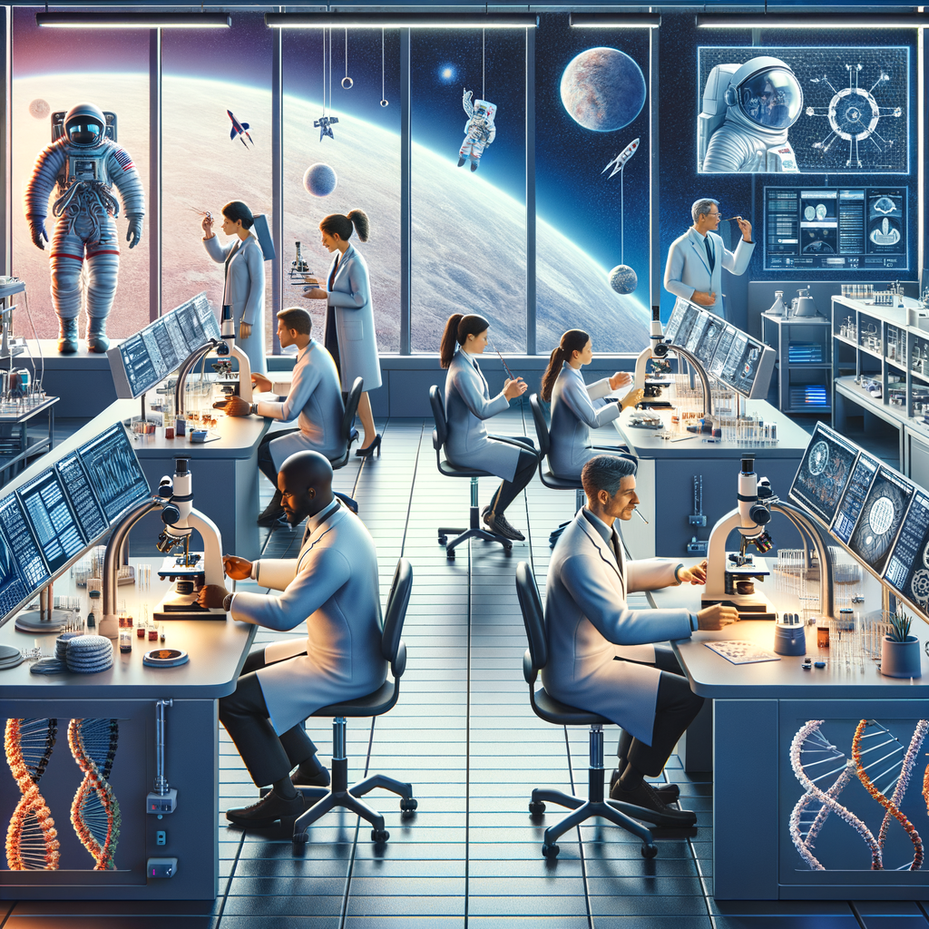 Image for In the 'Genetic Engineering Lab', scientists work on incorporating the adaptive traits of these organisms into human DNA. The goal? To enhance human resilience for long-term space missions.