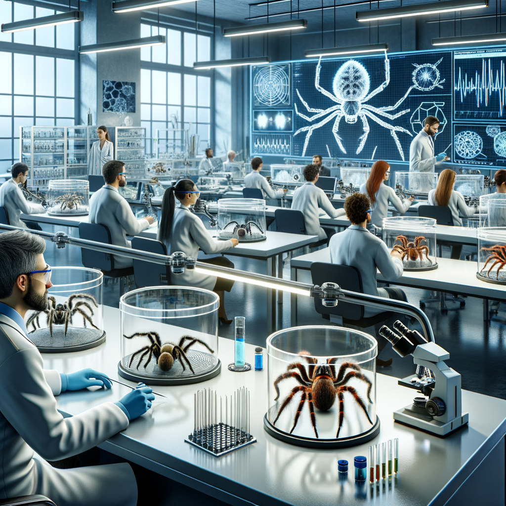 Image for Next, you step into the Bioengineering Lab. Here, biologists and engineers are engrossed in studying spiders, their silk production, and their unique biological attributes. The goal is to understand how to manipulate these processes using the weak interaction of electrons, potentially leading to revolutionary applications.