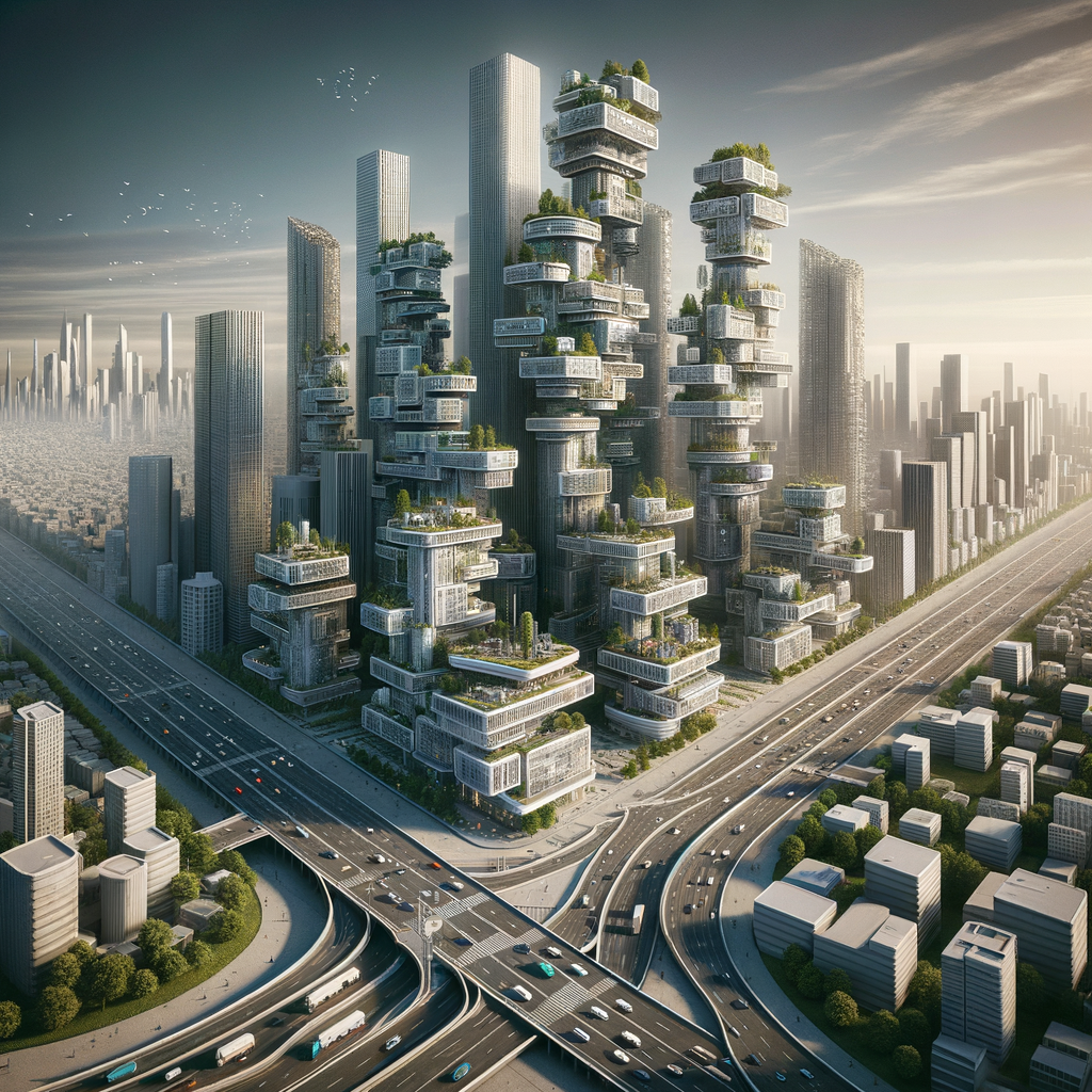 Image for The cities are no longer static structures but dynamic entities that adapt and evolve to the changing needs of their inhabitants. Buildings, roads, and parks, all are designed to evolve over time, reflecting the principles of Macroevolution.