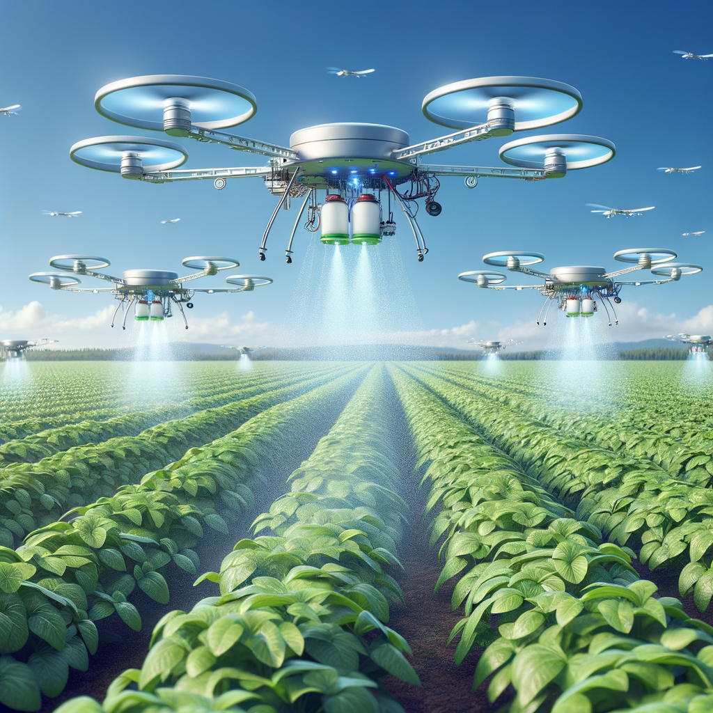 Image for As you walk through the fields, you see drones buzzing overhead, collecting data and spraying nutrients or pesticides as directed by the GIS. The drones are also equipped with electroanalytical sensors, providing an additional layer of data collection and analysis.