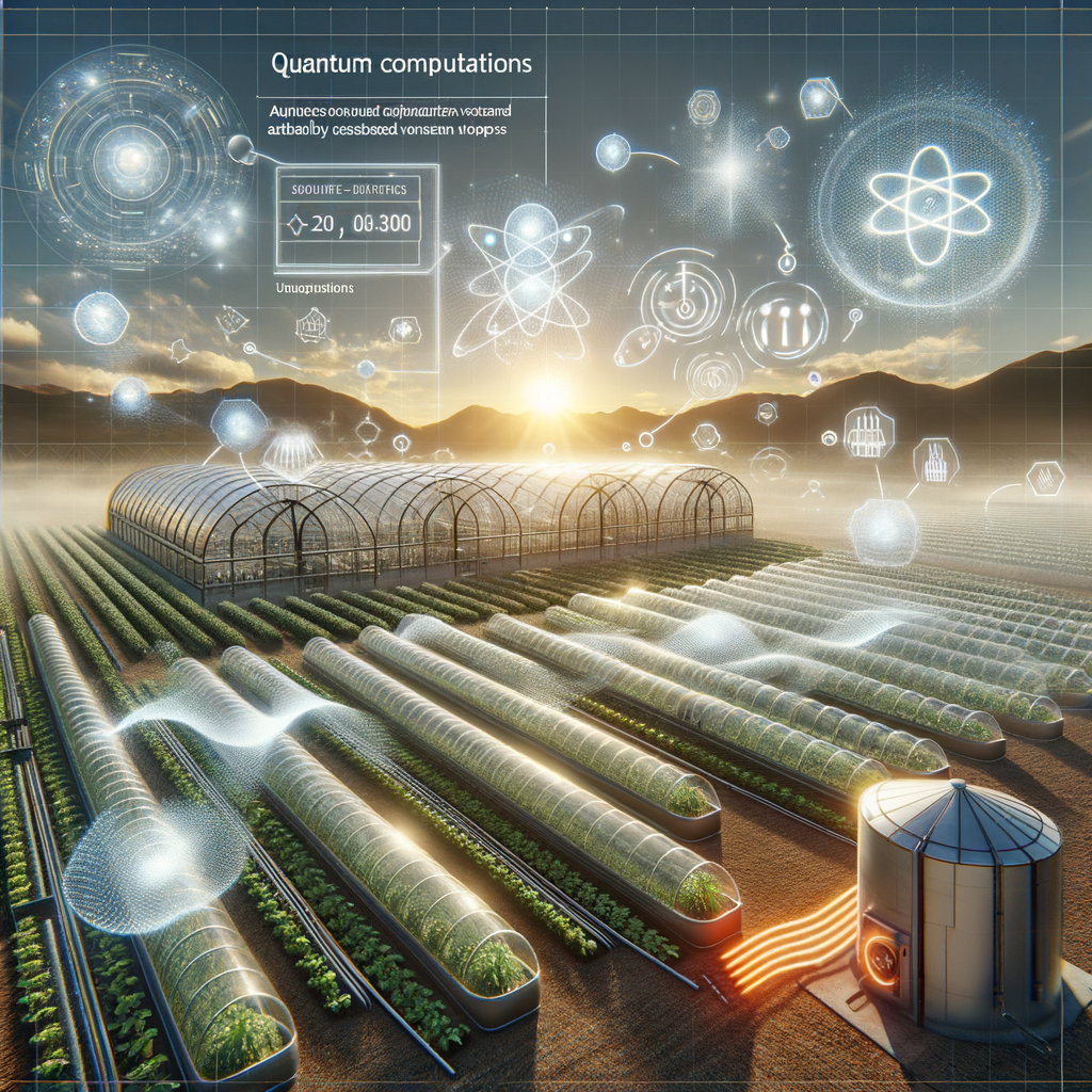 Image for As you navigate through the farm using the AR interface, you can see the quantum computations in action. Watch as the system predicts a drop in temperature and automatically adjusts the heating in the pods. It's a symphony of technology and nature working in harmony.