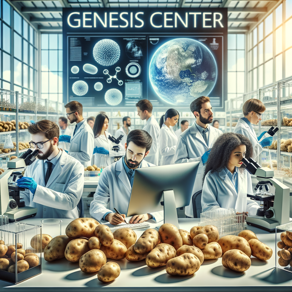 Image for At the Genesis Center, we have dedicated laboratories for potato genetic engineering. Our scientists are working on creating genetically modified potato strains that can withstand harsh conditions, resist diseases, and provide enhanced nutrition.