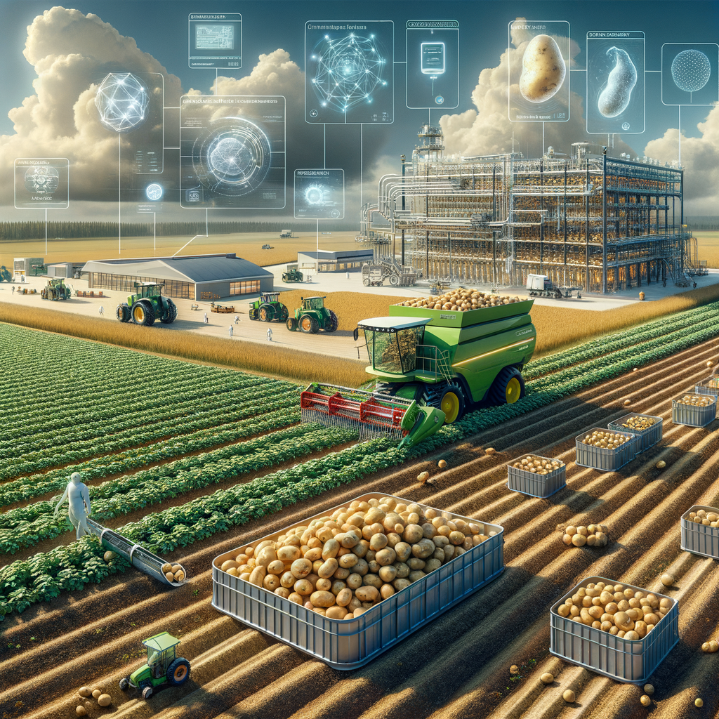 Image for The engineering aspect of the Genesis Project is equally exciting. We're developing advanced machinery for efficient potato farming and processing. This includes automated harvesters, AI-powered sorting machines, and innovative storage solutions.