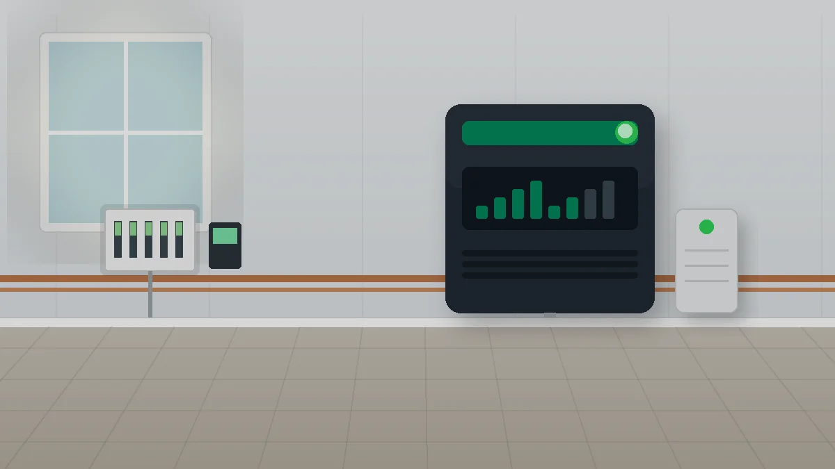 Standalone home battery storage installation in a UK utility space