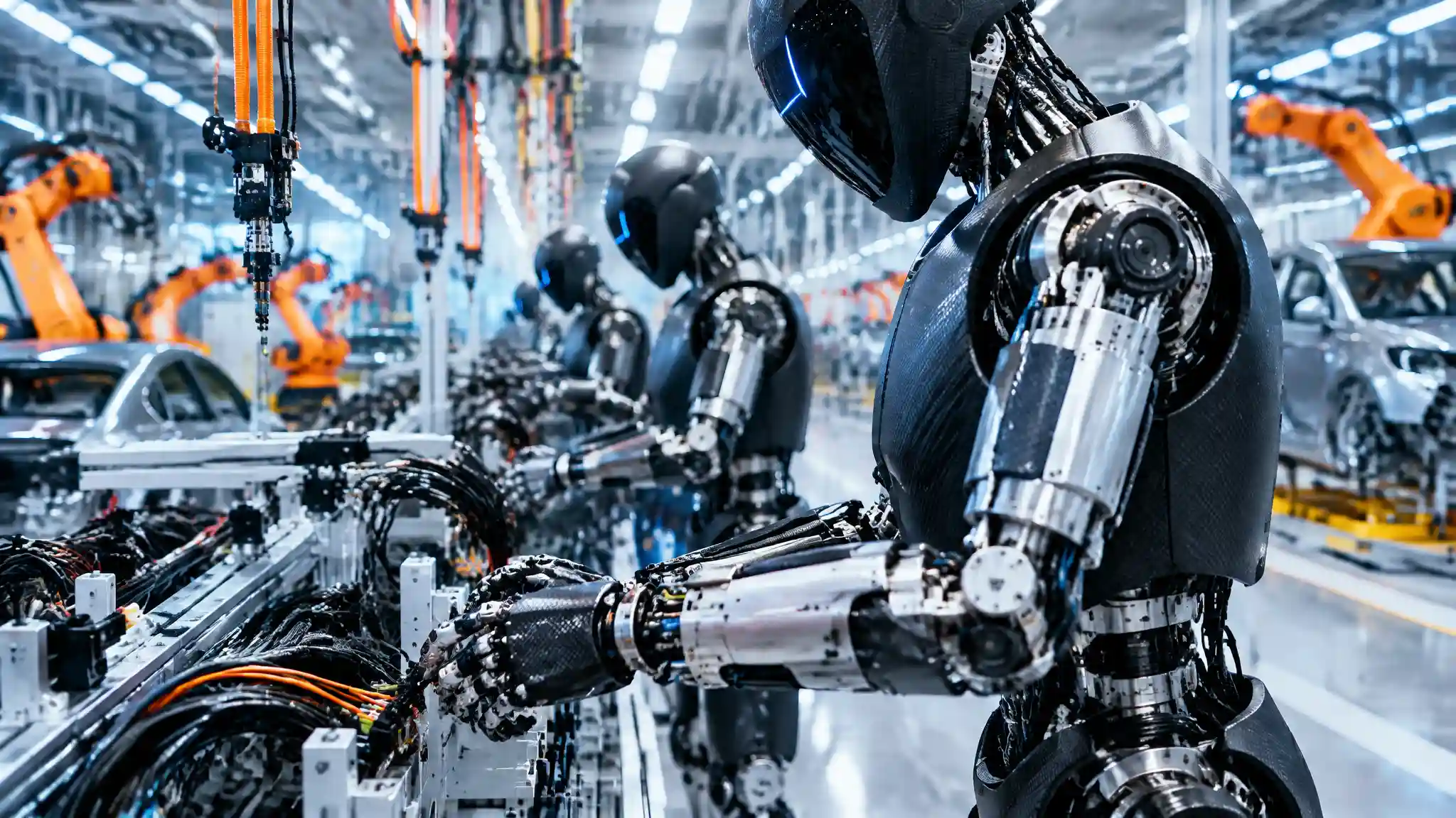 An energy infrastructure audit evaluating the electrical grid load and carbon metrics of manufacturing and operating millions of high-torque bipedal humanoid robots on factory floors.