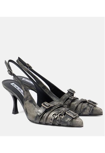 Slingback-Pumps aus Leder