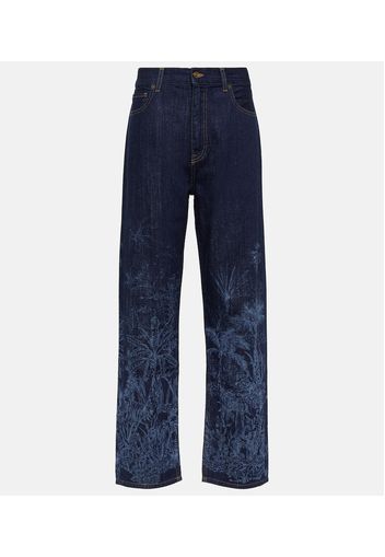 Bedruckte High-Rise Jeans Jungle