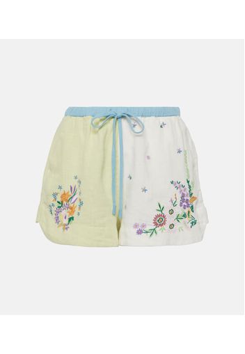 Alémais Bestickte Shorts Willa aus Leinen