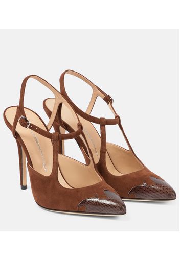 Slingback-Pumps aus Veloursleder