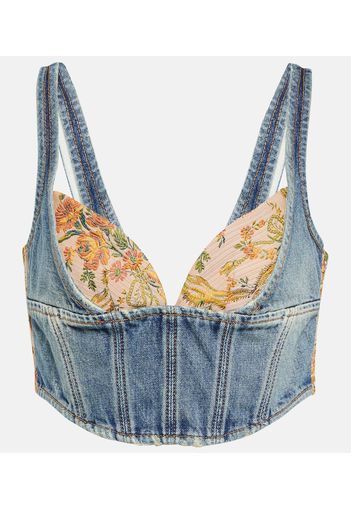 Bedrucktes Bustier-Top aus Denim