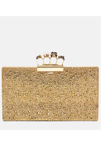 Verzierte Clutch Jewelled Flat aus Leder