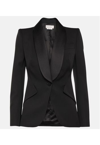 Blazer aus Wolle mit Satin