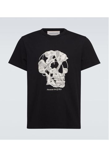 Besticktes T-Shirt Skull aus Baumwoll-Jersey