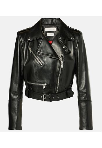 Cropped-Bikerjacke aus Leder