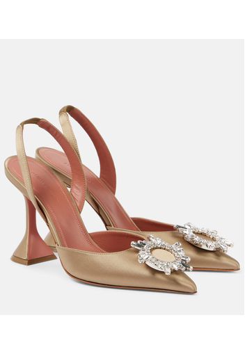 Verzierte Slingback-Pumps Begum 95 aus Satin