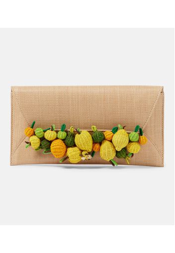 Verzierte Clutch Citrus Punch aus Raffiabast