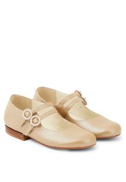 Mary-Jane-Ballerinas Tam aus Metallic-Leder