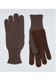 Handschuhe aus Kaschmir mit Veloursleder