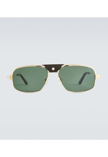 Aviator-Sonnenbrille aus Metall und Leder