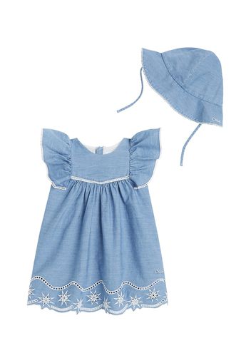 Chloé Kids Baby Set aus Mütze und Kleid aus Denim