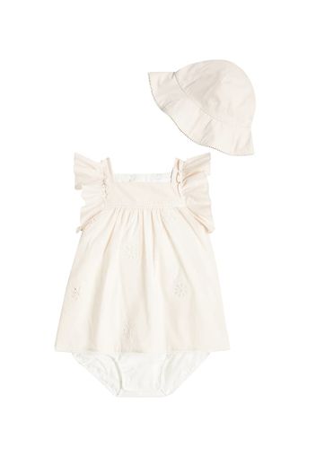 Chloé Kids Baby Set aus Kleid und Mütze aus Baumwolle