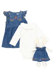 Baby Set aus Body, Kleid und Kuscheltier