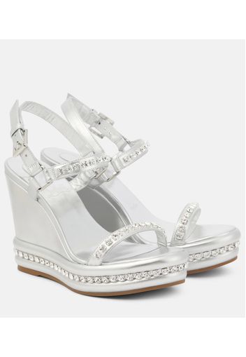 Verzierte Wedge-Sandalen Pyrastrass aus Metallic-Leder