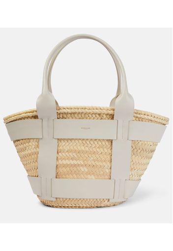 Tote Santorini aus Stroh mit Leder