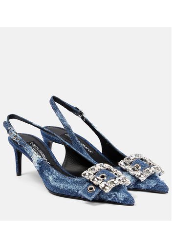 Slingback-Pumps aus Denim