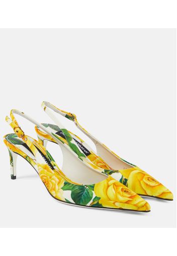 Bedruckte Slingback-Pumps aus Canvas