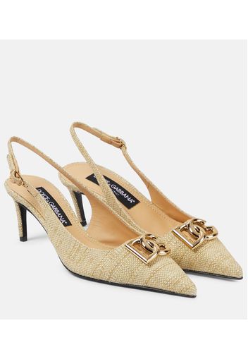 Slingback-Pumps aus Raffiabast