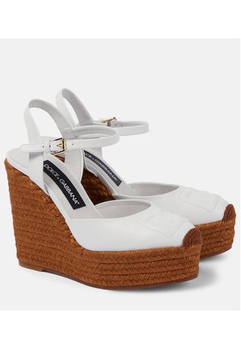 Bestickte Wedge-Espadrilles aus Leder