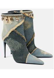 Verzierte Ankle Boots aus Denim