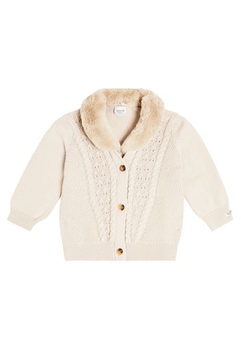 Cardigan Naem aus Baumwolle mit Faux Fur