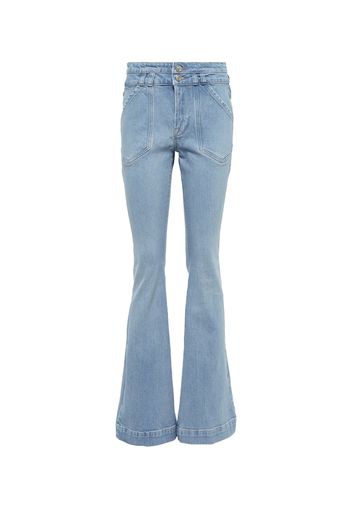 Mid-Rise Jeans Double Button Flare