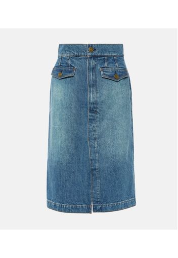 High-Rise-Midirock aus Denim