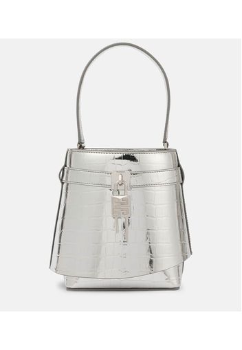 Bucket-Bag Shark Lock aus Metallic-Leder