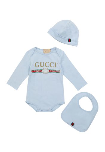 Baby Set aus Strampler, Mütze und Lätzchen